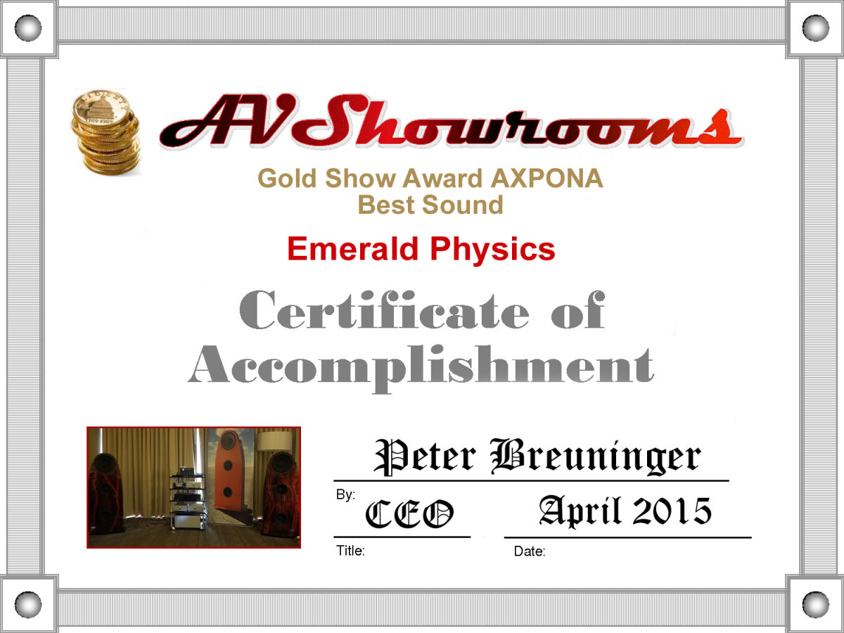 Emerald Physics Certificate of Accomplishment